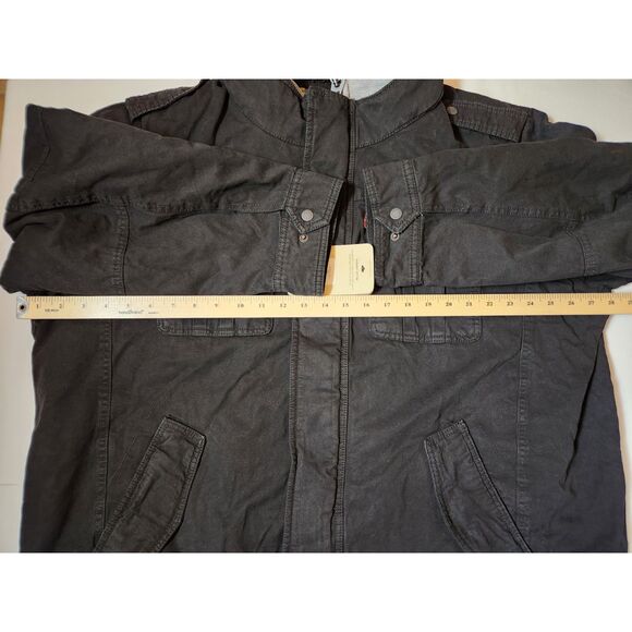 Levi's Washed Cotton Hooded Military Jacket – Men's Size 2XL Black - Picture 6 of 8